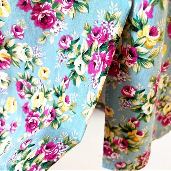 Lindy Bop Blue Floral Retro Style Pencil Dress Cottage Rose VLV Pinup Size Large - Picture 5 of 9